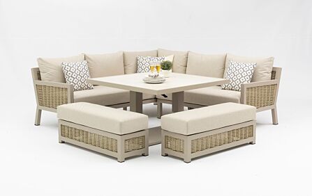 JB Furniture Conrad Square Garden Adjustable Corner Sofa Dining Set - Latte