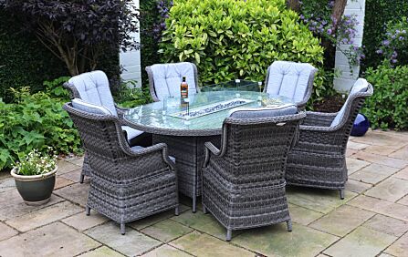 Garda Oval 6 Seater Fire Pit Dining Set
