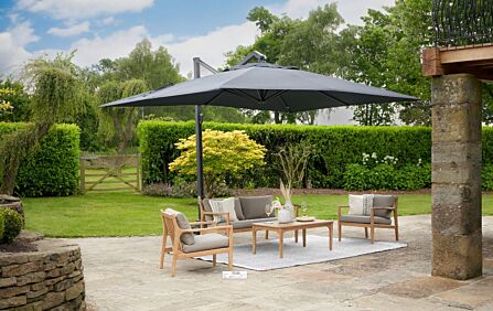 Pacific Lifestyle Icon T1 4 X 3 Rectangular Faded Black Parasol & 150 kg Wheeled Base
