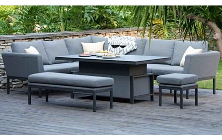 Maze Pulse Corner Dining Set with Rectangular Adjustable Table - Flanelle 