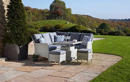 Bramblecrest Tetbury Mini Outdoor Corner Sofa Set with Mini Adjustable Table - Cloud Grey