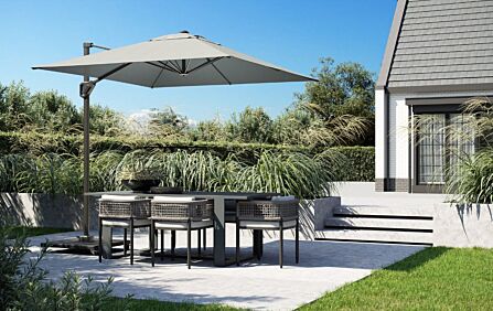 Platinum Voyager T1 3m x 2 m Rectangular Luna Grey Parasol With 90kg Wheeled Base & FREE Cover