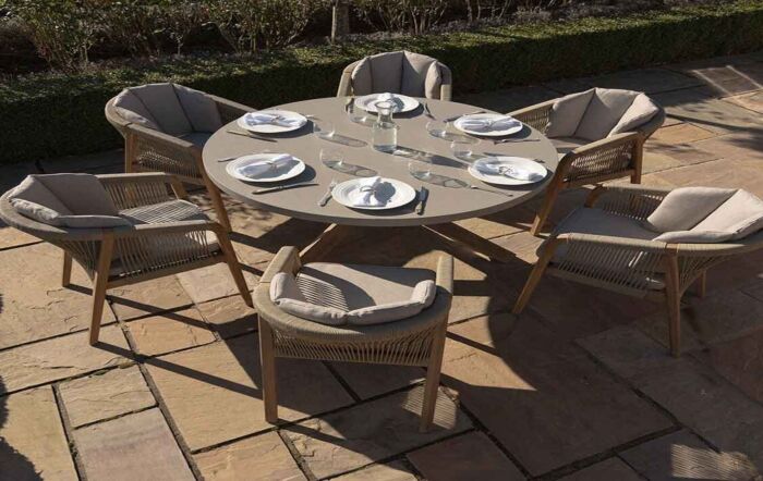 Maze Martinique Outdoor Rope 6 Seat Round Dining Set