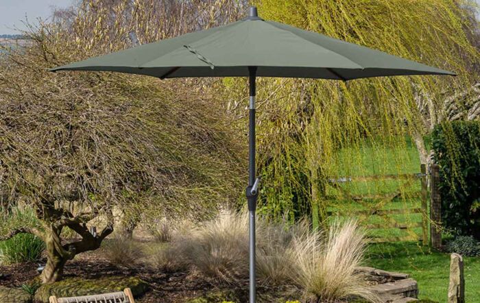 Platinum Riva 2.5m Round Parasol with 25kg base - Olive