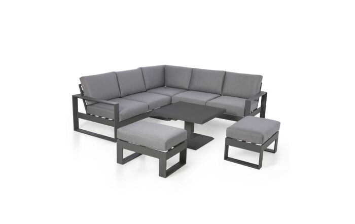 Maze Amalfi Corner Garden Dining Set with Adjustable Table - Grey