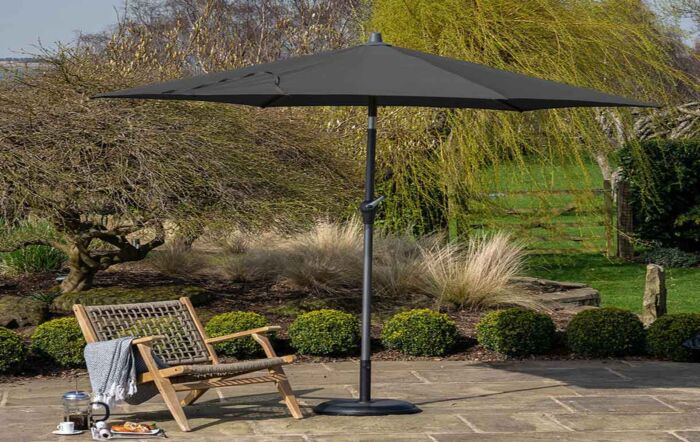 Platinum Riva 3m Round Anthracite Parasol with 25kg Concrete Base