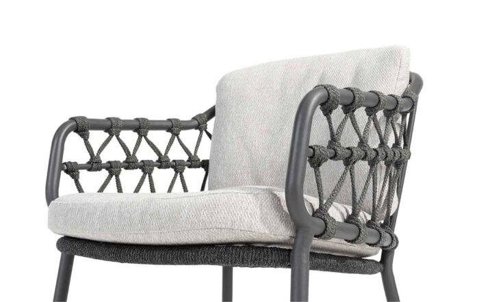 4 Seasons Outdoor Calpi 6 Seat Dining Set with HPL Top Table with a Lazy Susan