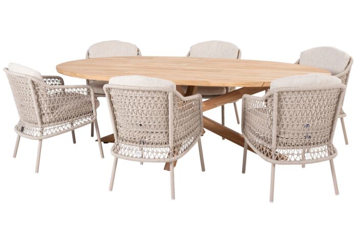 4 Seasons Outdoor Puccini 6 Seat Dining Set With Ellipse Table