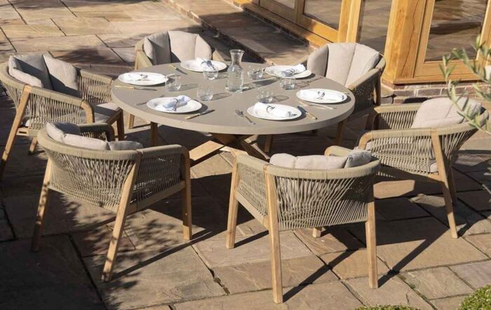 Maze Martinique Outdoor Rope 6 Seat Round Dining Set