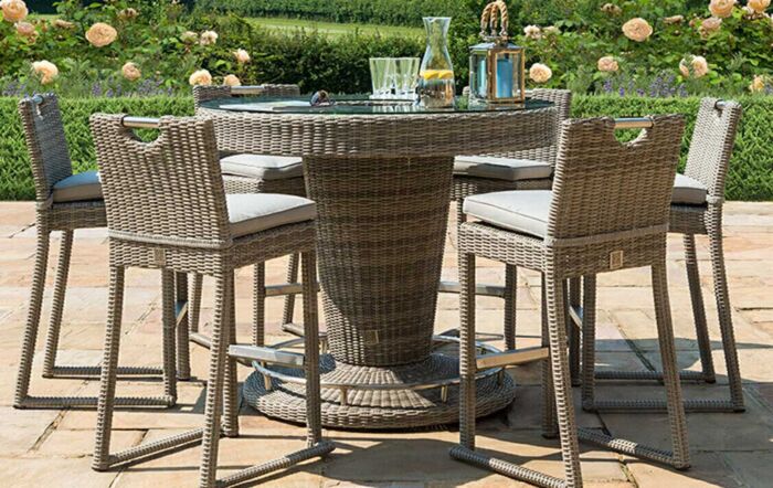 Maze Oxford Round 6 Seat Rattan Bar Set with Ice Bucket