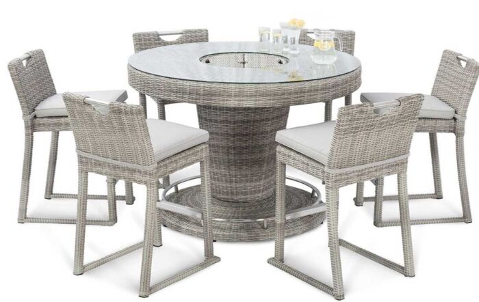 Maze Oxford Round 6 Seat Rattan Bar Set with Ice Bucket