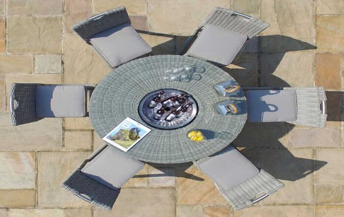 Maze Oxford Round 6 Seat Rattan Bar Set with Ice Bucket