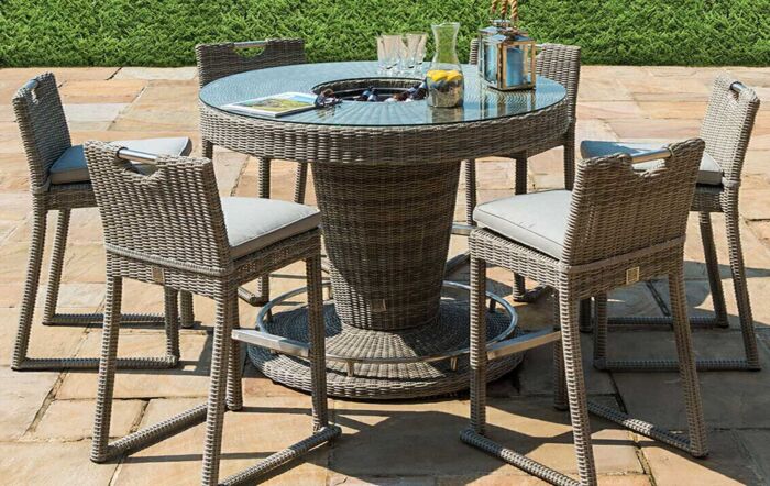 Maze Oxford Round 6 Seat Rattan Bar Set with Ice Bucket