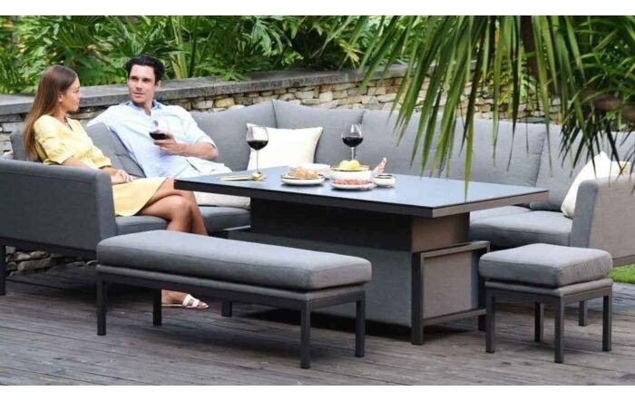 Maze Pulse Corner Dining Set with Rectangular Adjustable Table - Flanelle 