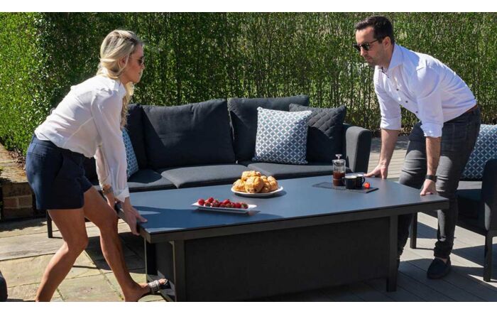 Maze Pulse Charcoal 3 Seat Sofa Dining Set with Rising Table 