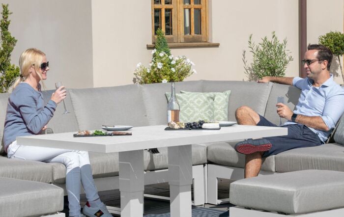 Maze Amalfi Corner Garden Dining Set With Adjustable Table - White