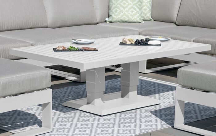 Maze Amalfi Corner Garden Dining Set With Adjustable Table - White