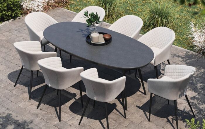Maze Ambition Oatmeal 8 Seat Oval Dining Set 