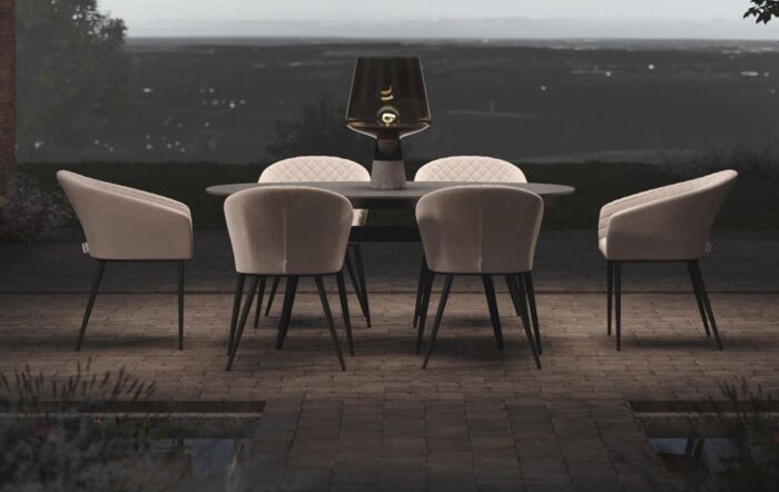 Maze Ambition Oatmeal 6 Seat Oval Dining Set 