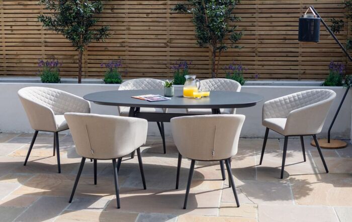 Maze Ambition Oatmeal 6 Seat Oval Dining Set 