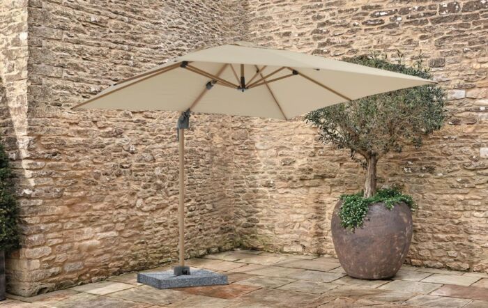 Bramblecrest Chichester Wood Effect Square Side Post Parasol with Granite Base - Sand