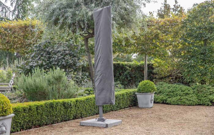 Bramblecrest Lichfield Grey 2.7m Square Side Post Parasol with Granite Base & FREE Protective Cover 
