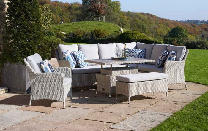 Bramblecrest Tetbury Corner Garden Sofa Set with Adjustable Tree-Free Table - Nutmeg