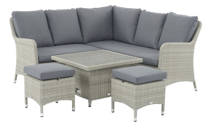 Bramblecrest Tetbury Mini Outdoor Corner Sofa Set with Mini Adjustable Table - Cloud Grey