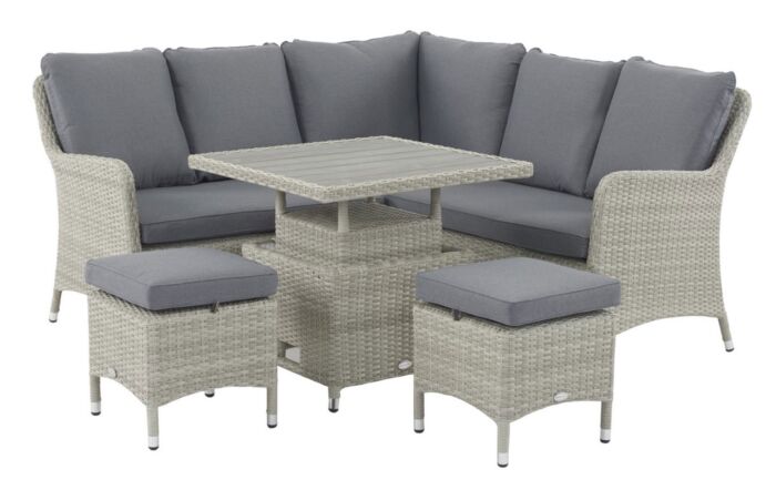 Bramblecrest Tetbury Mini Outdoor Corner Sofa Set with Mini Adjustable Table - Cloud Grey