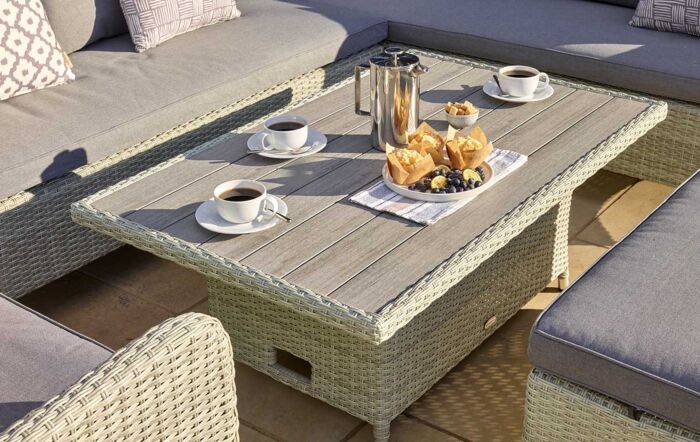 Bramblecrest Tetbury Corner Garden Sofa Set with Adjustable, Tree-Free Top Table - Cloud