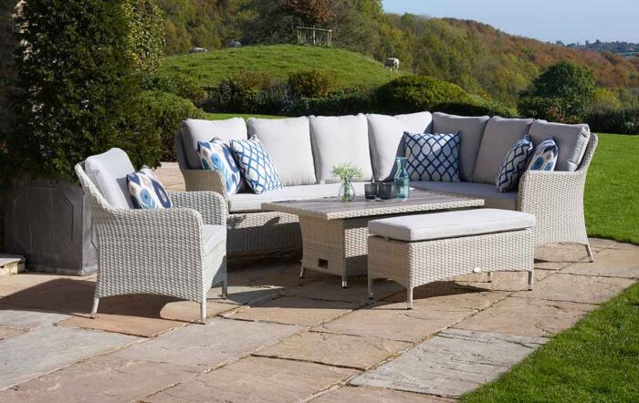 Bramblecrest Tetbury Corner Garden Sofa Set with Adjustable Tree-Free Table - Nutmeg