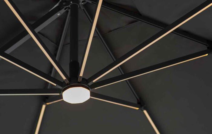 Bramblecrest Truro Grey 3M Square LED Parasol inc Granite Base -  FREE cover