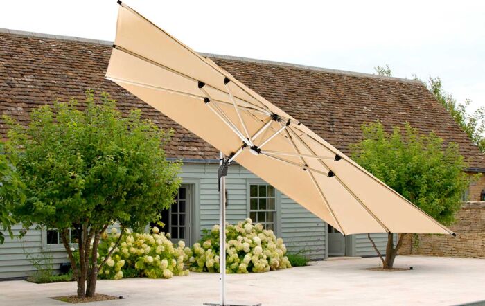 Bramblecrest Worcester Sand 4m x 3m Rectangle Cantilever LED Parasol with Cover 