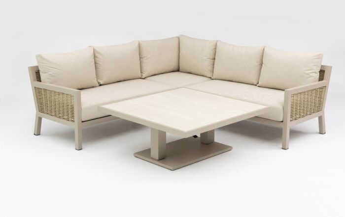 JB Furniture Conrad Square Garden Adjustable Corner Sofa Dining Set - Latte