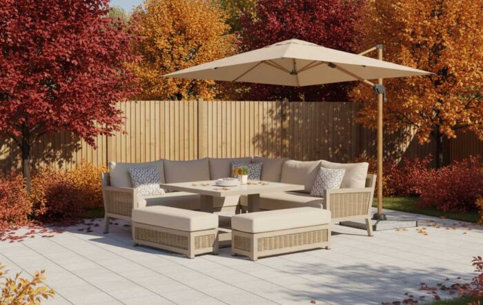 JB Furniture Conrad Square Garden Adjustable Corner Sofa Dining Set - Latte