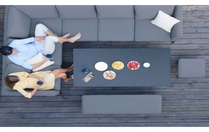 Maze Pulse Corner Dining Set with Rectangular Adjustable Table - Flanelle 