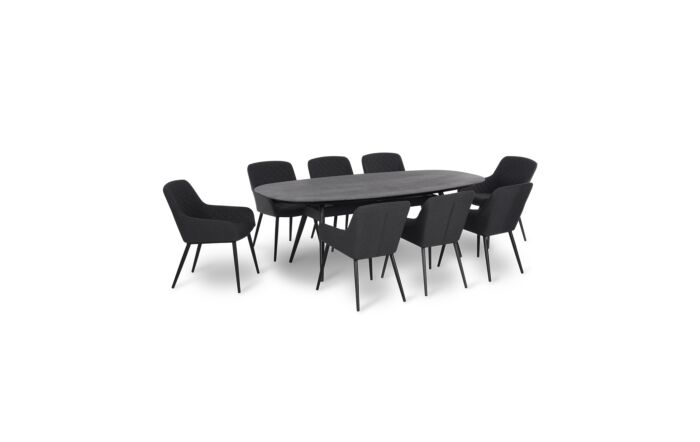 Maze Zest 8 Seat Outdoor Dining Set with Fire Pit  - Charcoal