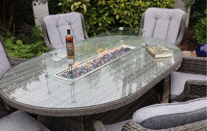 Garda Oval 6 Seater Fire Pit Dining Set