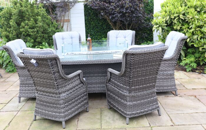 Garda Oval 6 Seater Fire Pit Dining Set