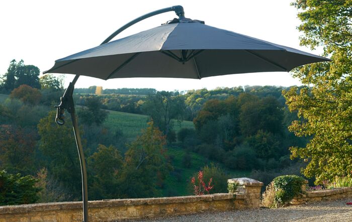 Bramblecrest Gloucester Grey 3M Round Parasol - includes FREE COVER