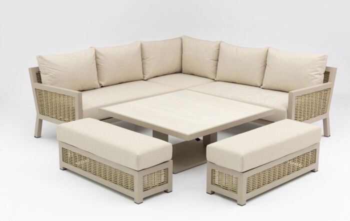 JB Furniture Conrad Square Garden Adjustable Corner Sofa Dining Set - Latte