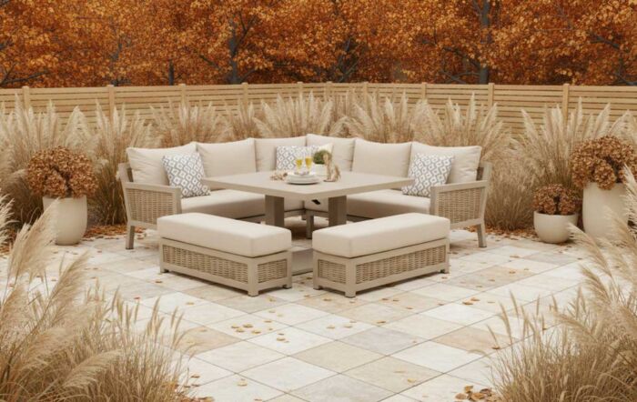 JB Furniture Conrad Square Garden Adjustable Corner Sofa Dining Set - Latte
