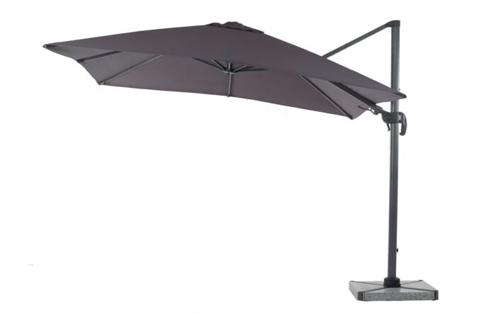 Bramblecrest Lichfield Grey 2.7m Square Side Post Parasol with Granite Base & FREE Protective Cover 