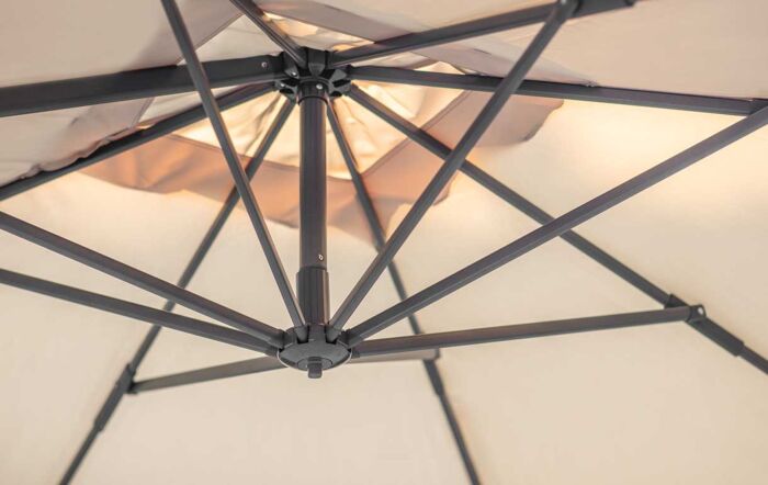 Bramblecrest Lichfield Sand 2.7m Square Side Post Parasol with Granite Base & Protective Cover 