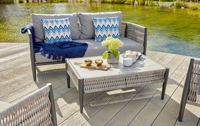 Bramblecrest Mauritius Grey Two Seater Garden Sofa Set