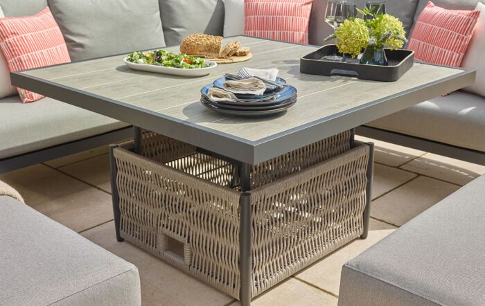 Bramblecrest Mauritius Corner Garden Sofa Set with Ceramic Adjustable Table - Grey