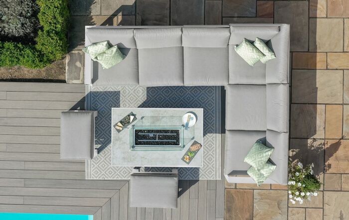 Maze Amalfi Large Outdoor Corner with Fire Pit Table - White