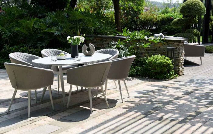 Maze Ambition Lead Chine 6 Seat Oval Dining Set 
