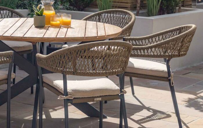 Maze Bali 6 Seat Round Garden Dining Set - Rope Weave