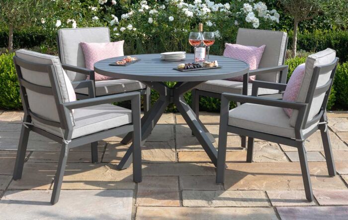 Maze New York Dove Grey 4 Seat Round Dining Set